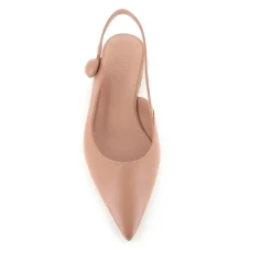 Ballerines Beige en Cuir avec Bride Arrière