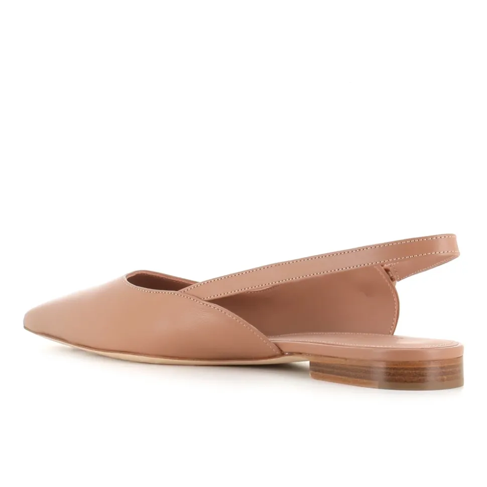 Ballerines Beige en Cuir avec Bride Arrière