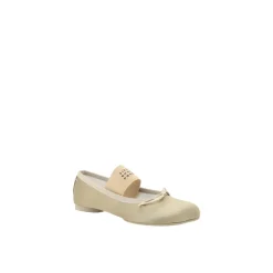 Ballerines brodées avec talon bloc en cuir