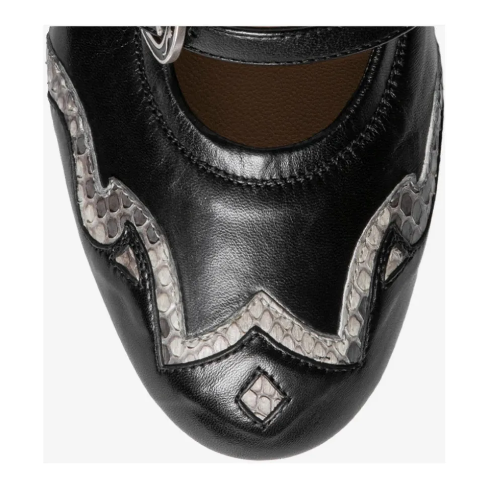 Ballerines en cuir et python