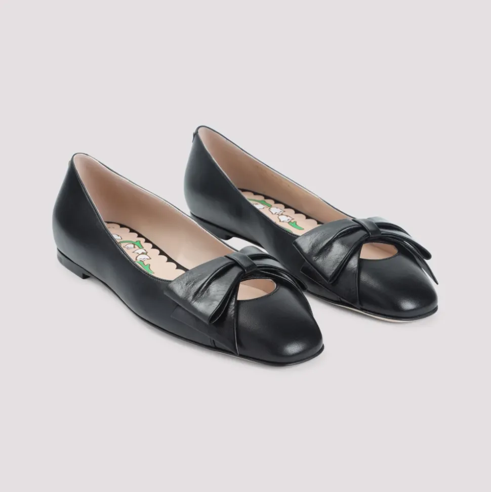 Ballerines en cuir noir pour femmes