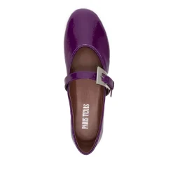 Ballerines en cuir violet avec boucle