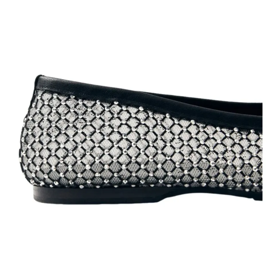 Ballerines en tissu pailleté noir