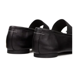 Ballerines plates en cuir avec