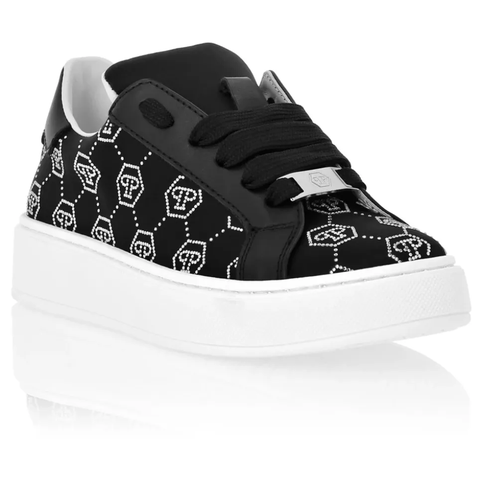 Baskets Basses en Satin Monogramme Strass