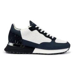 Baskets en Cuir Marine Argent