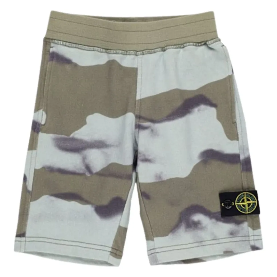 Bermuda Cargo avec Motif Camouflage et Ceinture Élastique