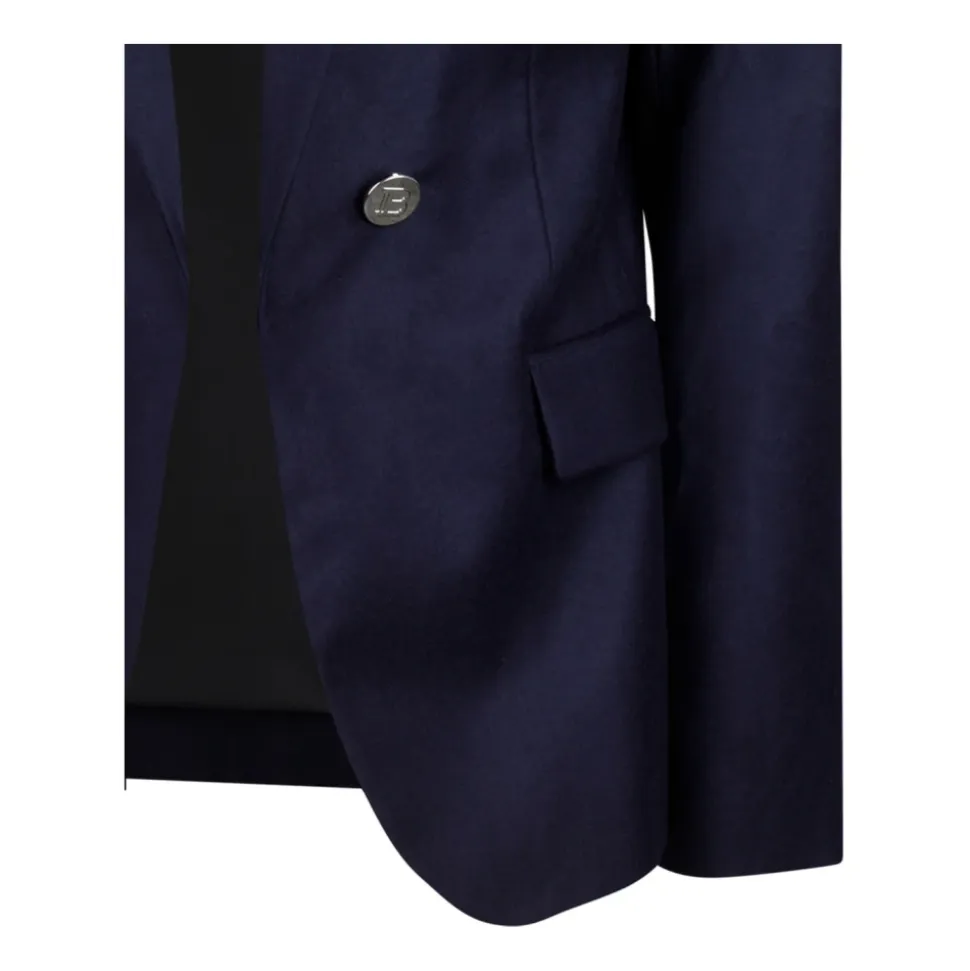 Blazer Bleu à Boutons en Relief
