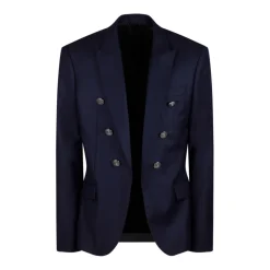 Blazer Bleu à Boutons en Relief
