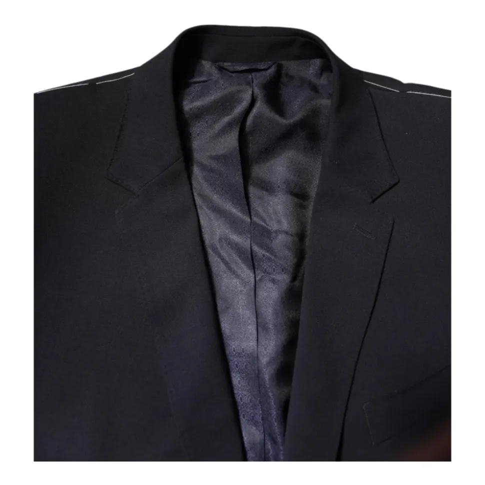 Blazer en Laine Bleu Foncé à Deux Boutons