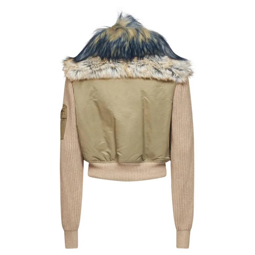 Bomber en coton avec finitions côtelées et douces