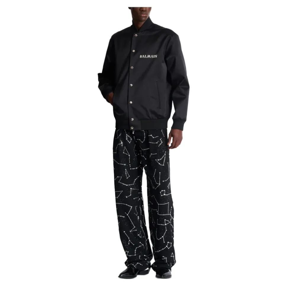 Bomber en satin brodé motif Galaxy