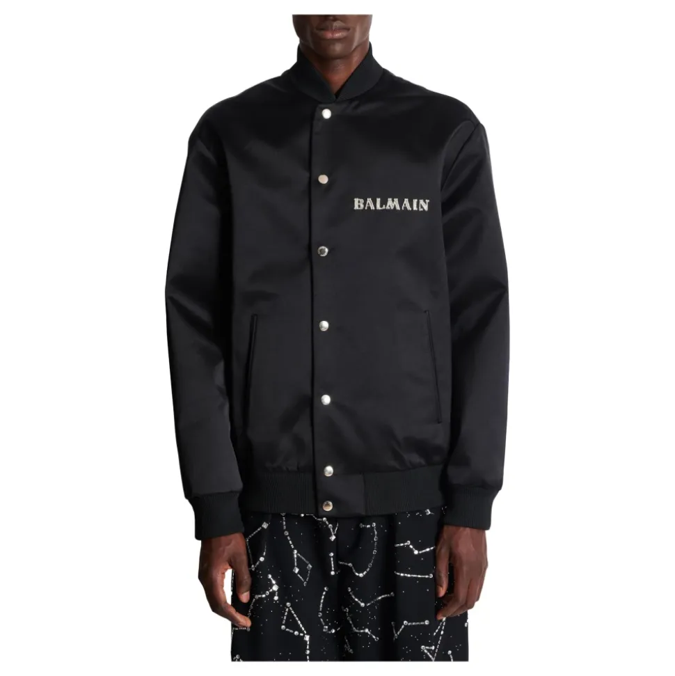 Bomber en satin brodé motif Galaxy