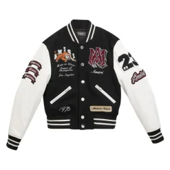 Bomber noir avec broderie multicolore
