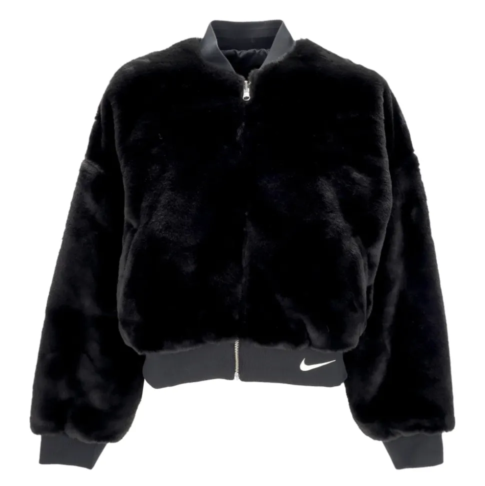 Bomber Réversible en Fausse Fourrure Noir