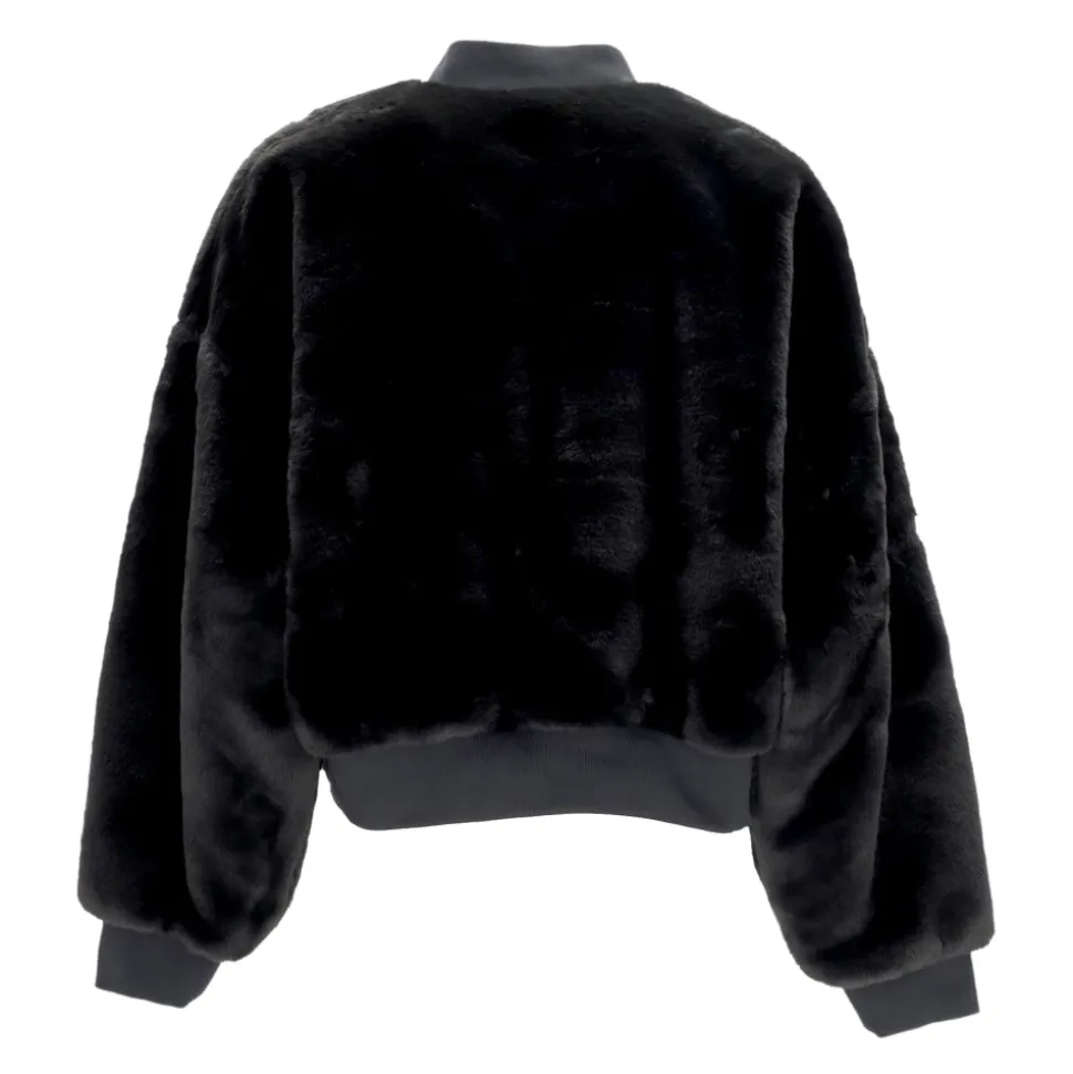 Bomber Réversible en Fausse Fourrure Noir