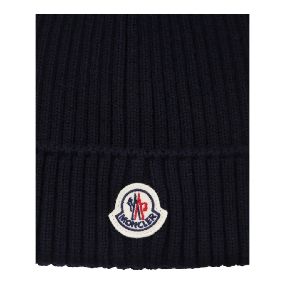 Bonnet côtelé en laine avec logo