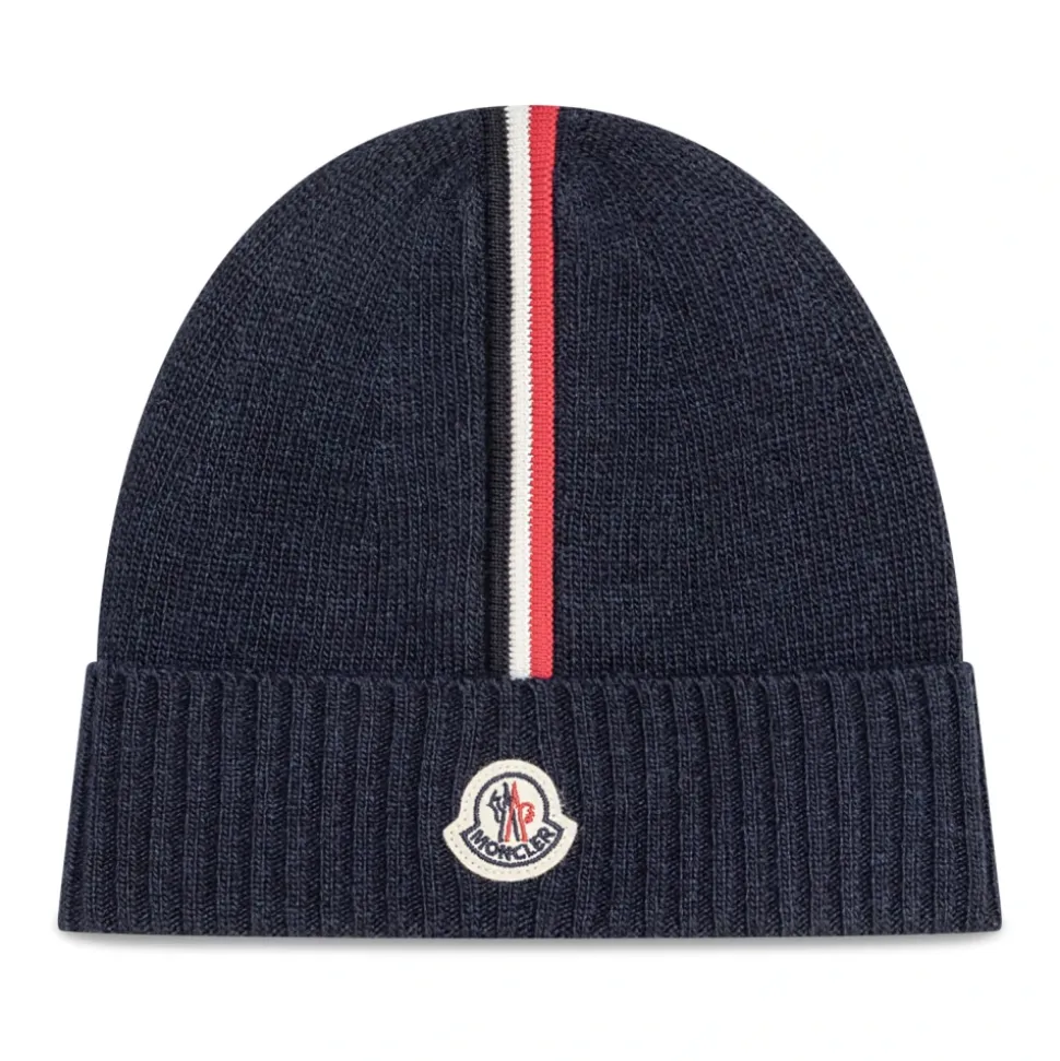 Bonnet en laine à bordure tricolore