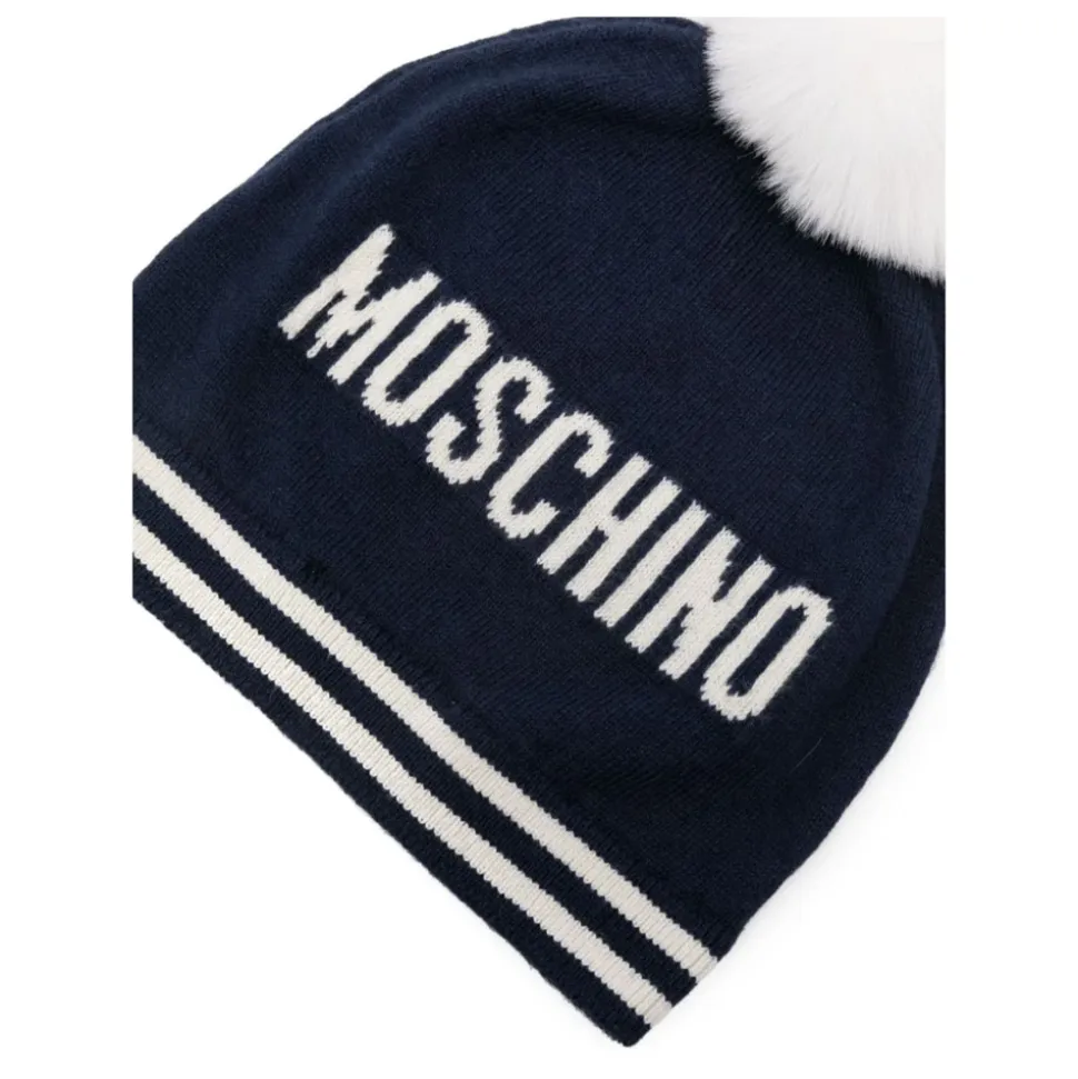 Bonnet en Tricot Pom Pom avec Logo Teddy