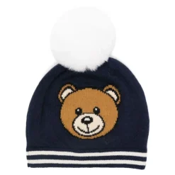 Bonnet en Tricot Pom Pom avec Logo Teddy