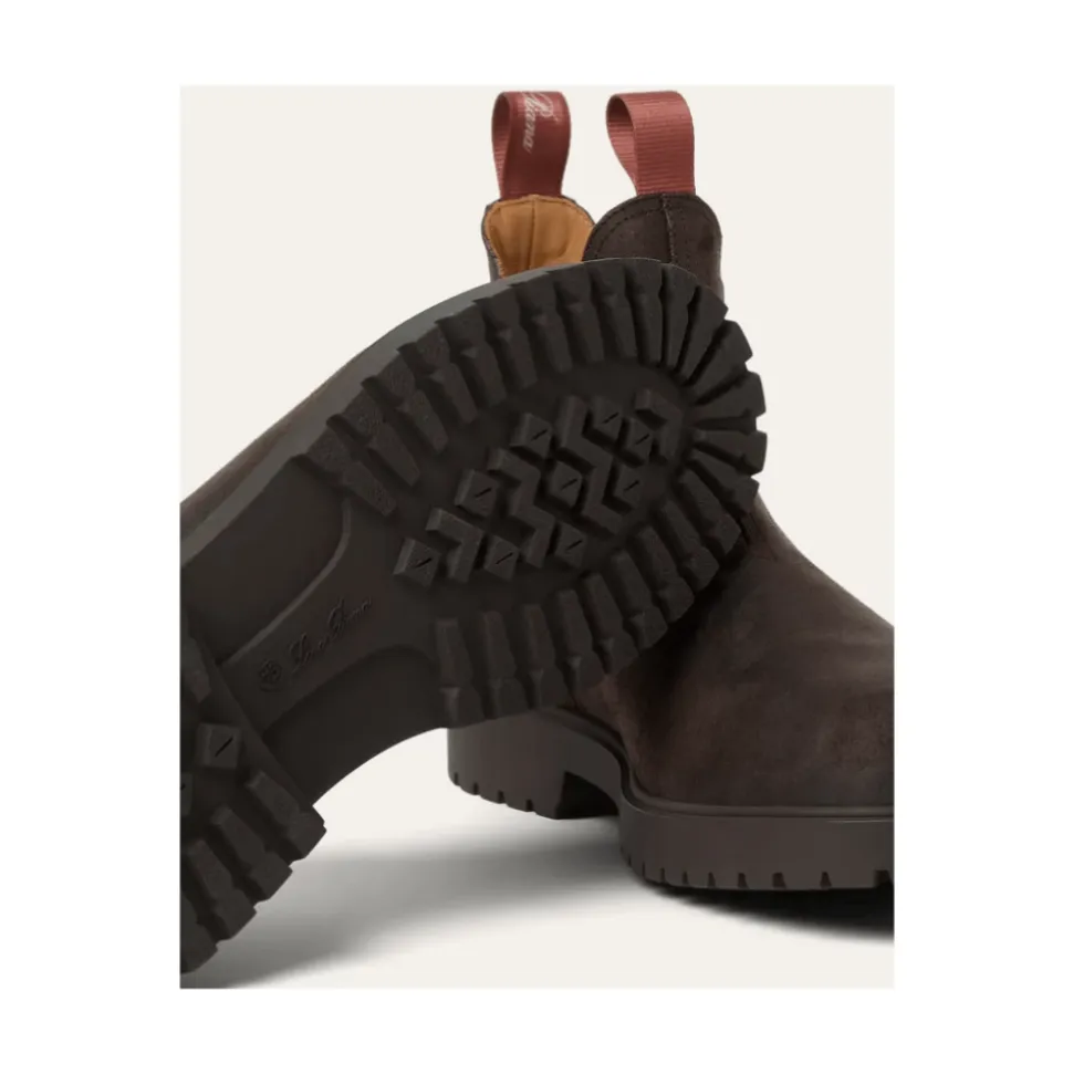 Bottes Chelsea en Cuir Marron avec Boucle de Couleur Kummel