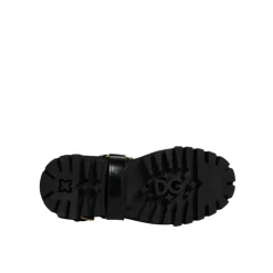 Bottes Cheville en Cuir Noir Boucle