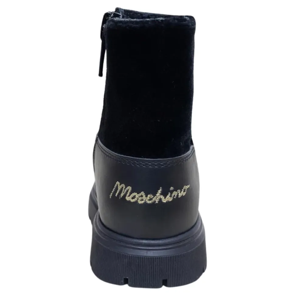 Bottes en cuir avec détail de bouton ourson
