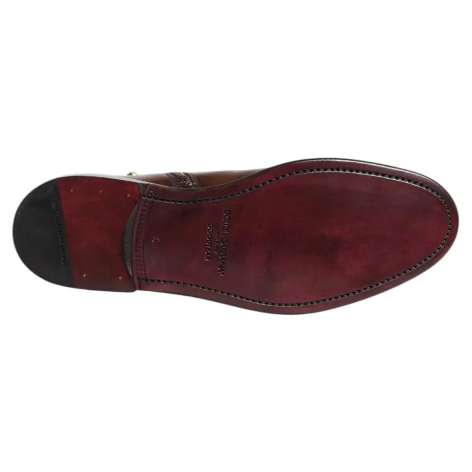 Bottes en Cuir Marron Chelsea Mid Calf