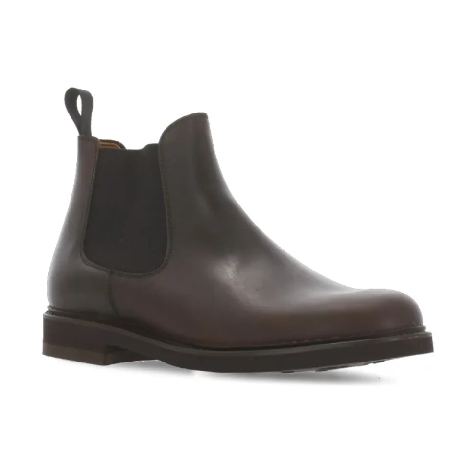 Bottes Homme en Cuir Marron avec Insert en Tissu