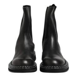 Bottes mi-mollet en cuir noir avec logo
