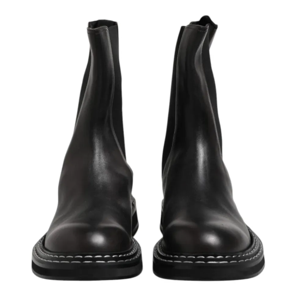 Bottes mi-mollet en cuir noir avec logo