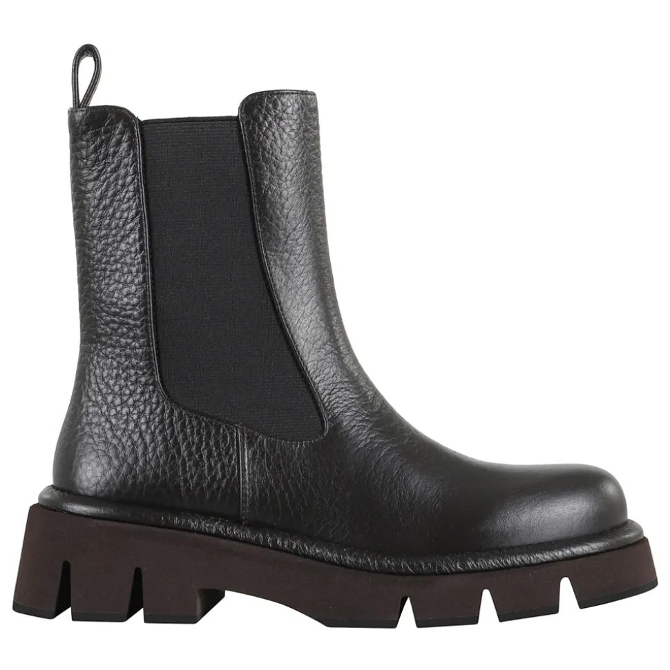 Bottine en Cuir Martelé Noir