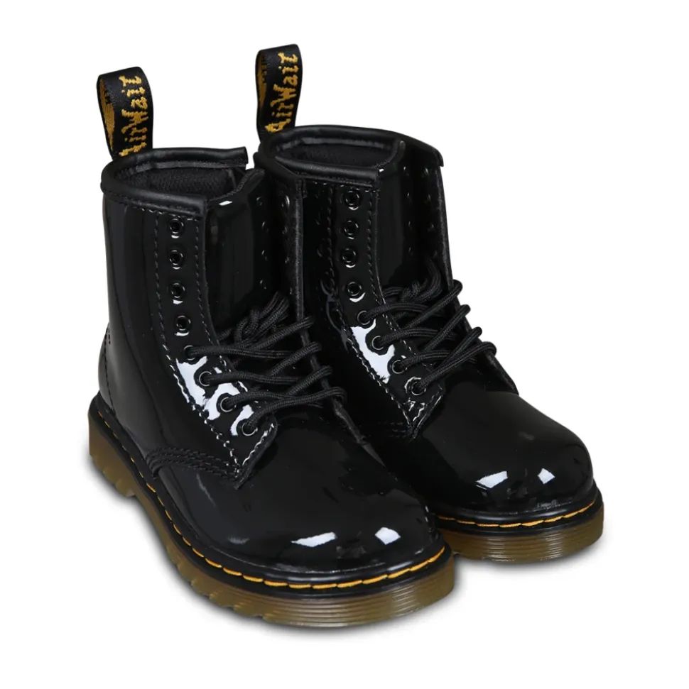 Bottines Biker Noires Vernies Lamper