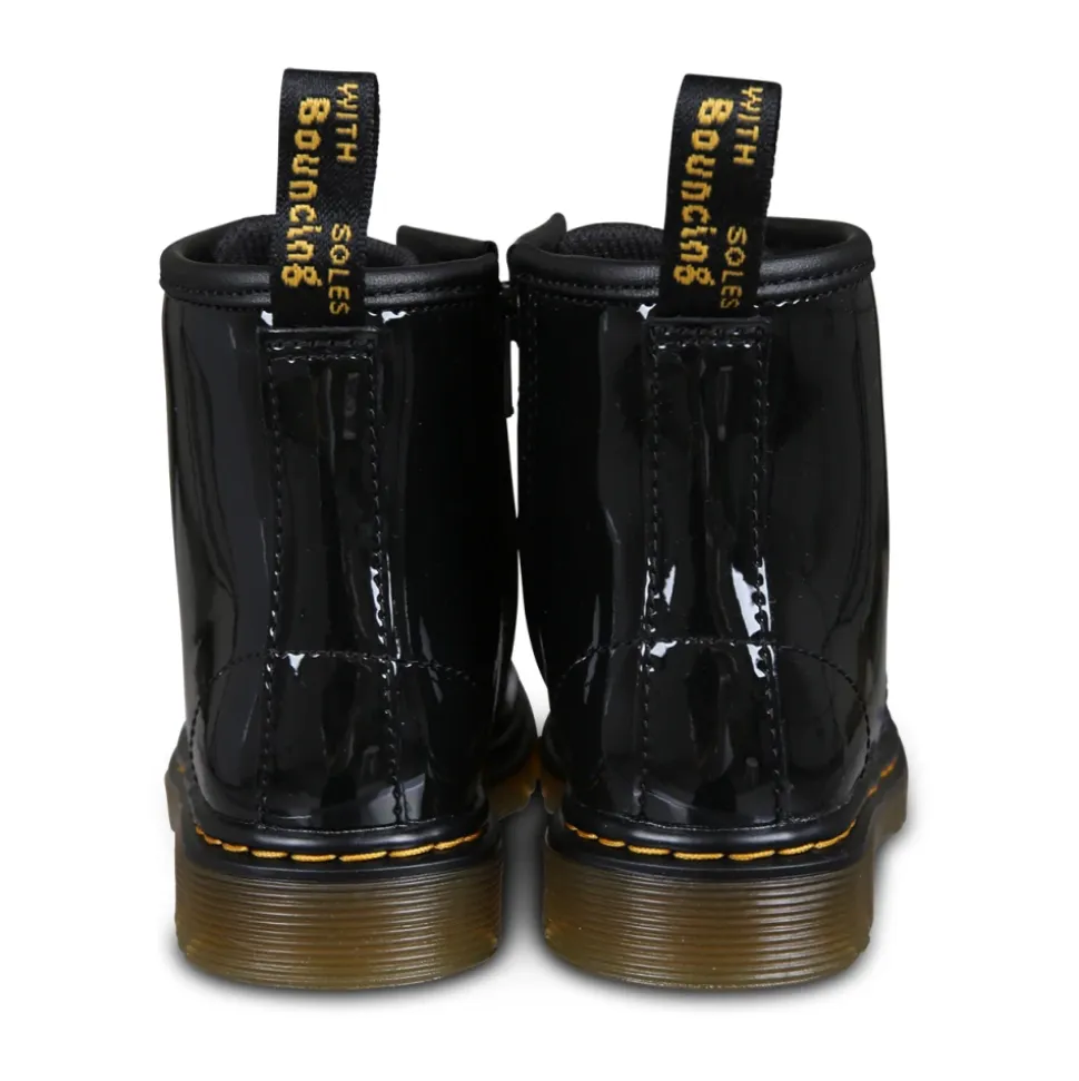 Bottines Biker Noires Vernies Lamper