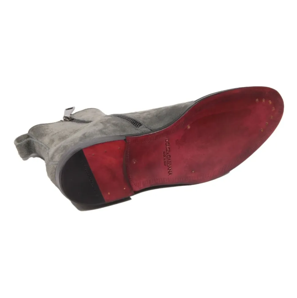 Bottines Chelsea en Velours Daim Gris Beatles