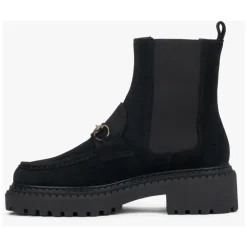 Bottines Chelsea en Velours Italien avec Boucle Dorée