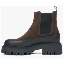 Bottines Chelsea marron foncé pour femmes en velours véritable de qualité supérieure