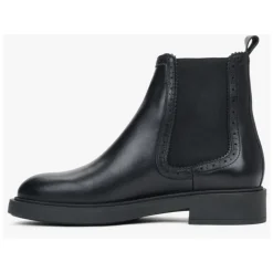 Bottines Chelsea noires pour femmes en cuir italien de qualité supérieure