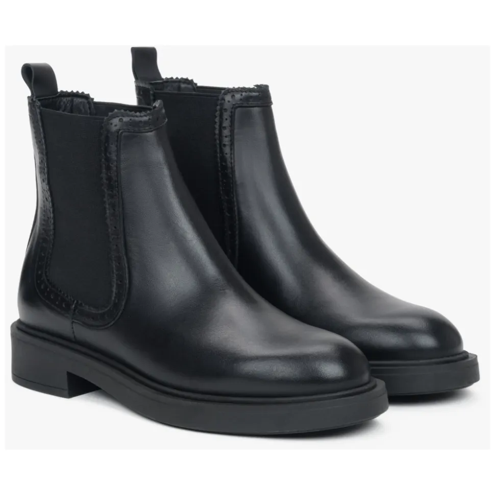 Bottines Chelsea noires pour femmes en cuir italien de qualité supérieure