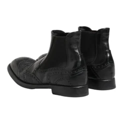 Bottines en cuir noir slip on