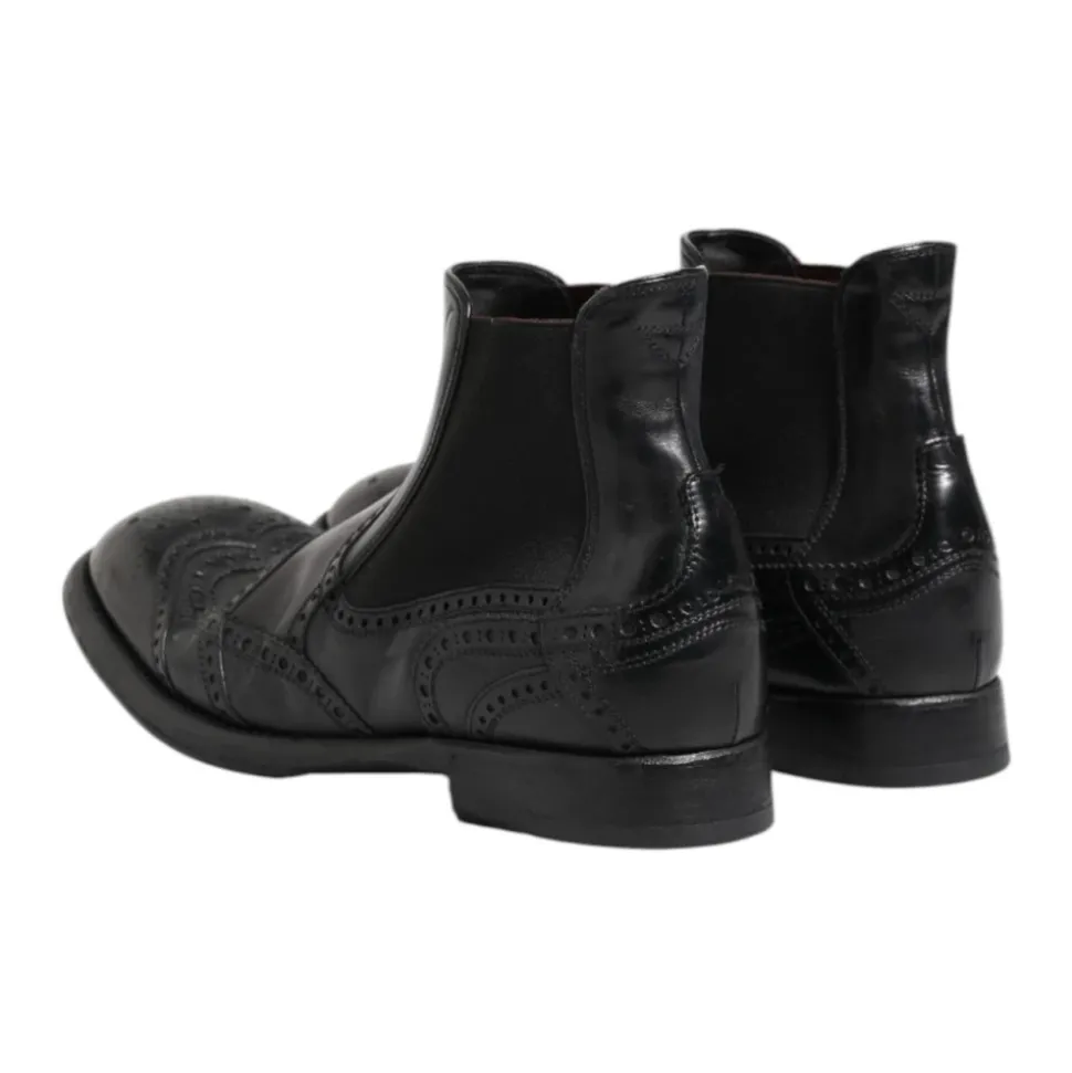 Bottines en cuir noir slip on