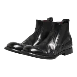 Bottines en cuir noir slip on