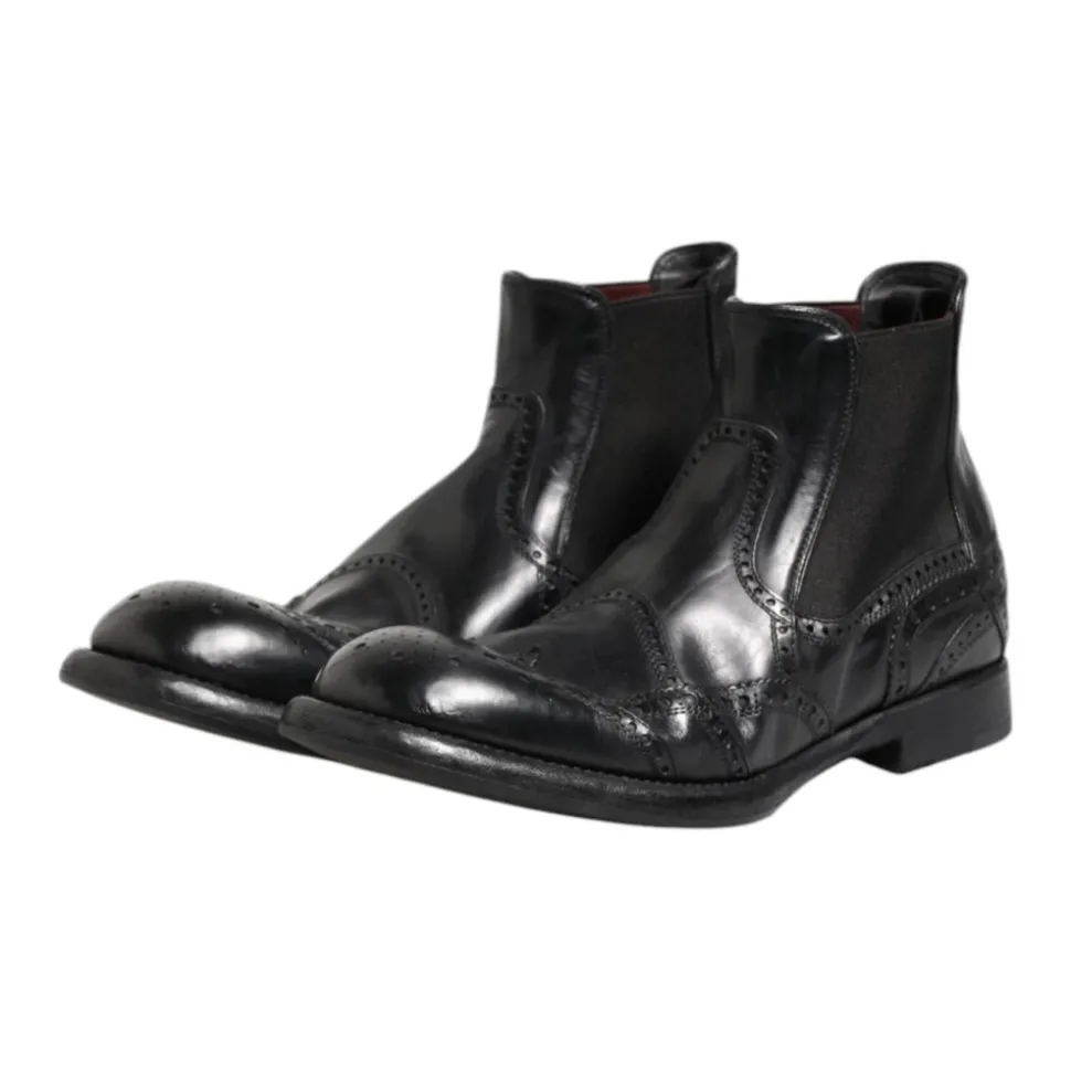 Bottines en cuir noir slip on