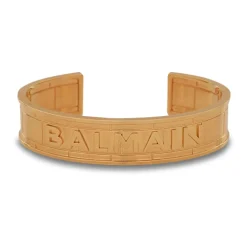Brass cuff bracelet with logo