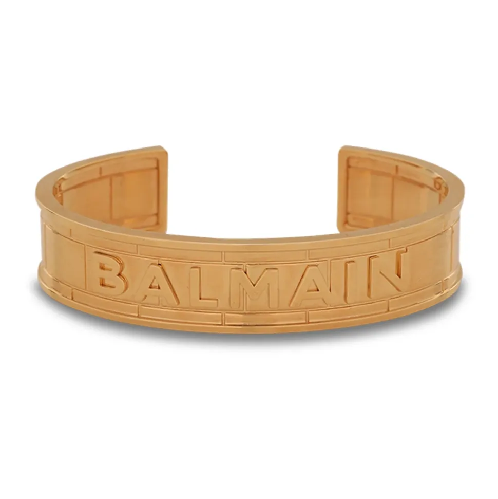 Brass cuff bracelet with logo
