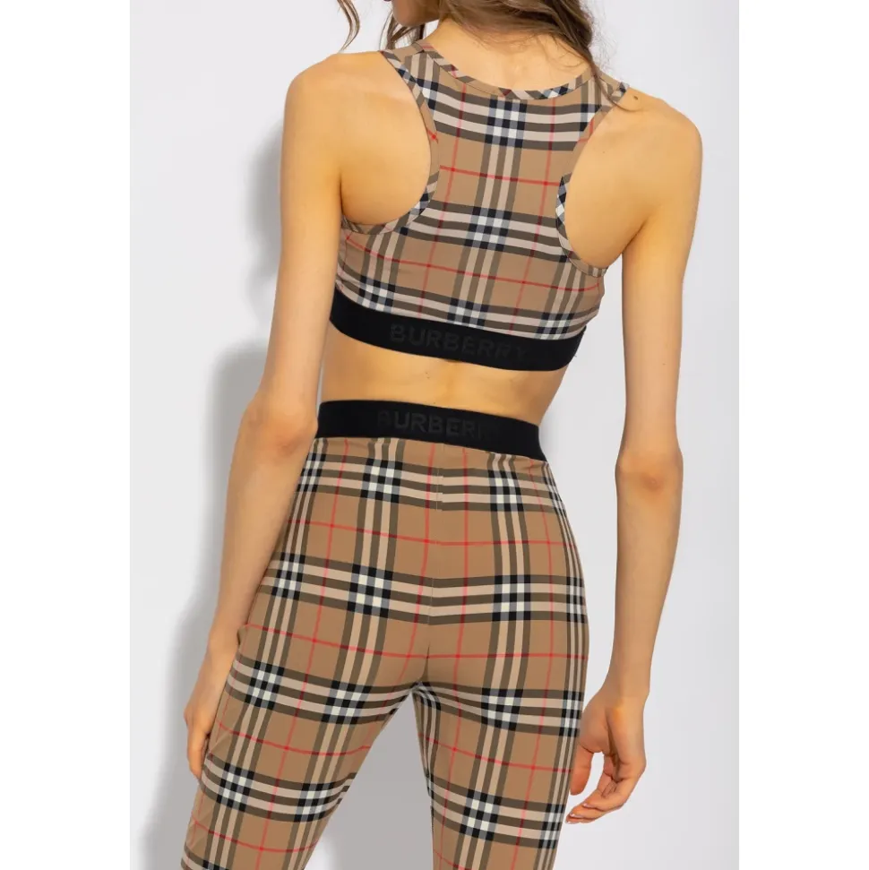 Brassière de sport à imprimé Vintage Check