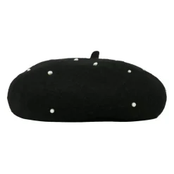 Béret Noir avec Perles et Strass