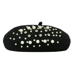 Béret Noir avec Perles et Strass