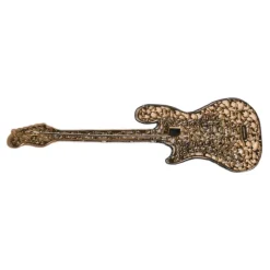 Broche Guitare Dorée avec Logo et Perles en Laiton