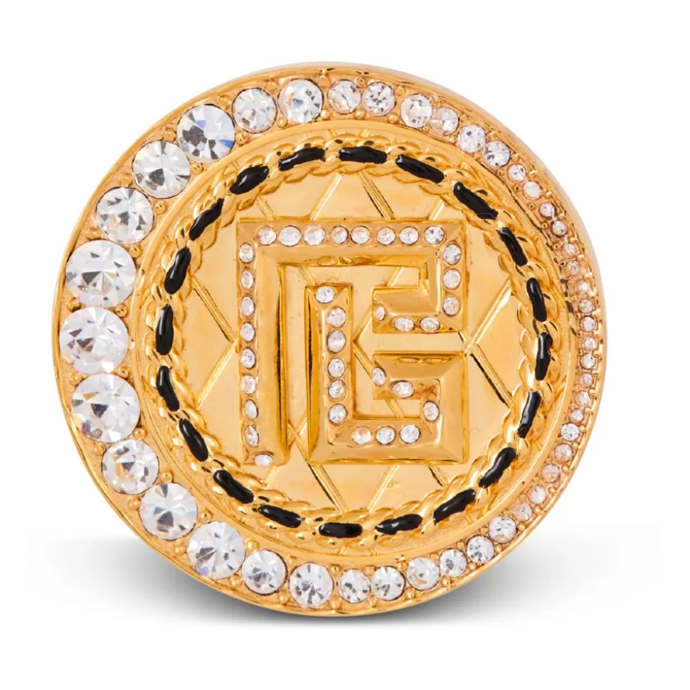 Broche PB en laiton et strass